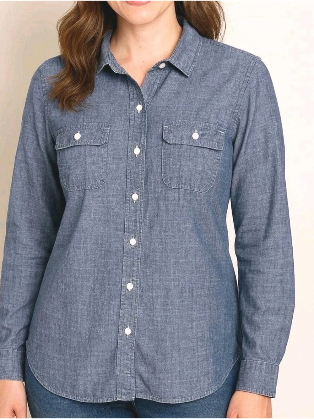 J. Crew Denim-Look Button Shirt in Blue